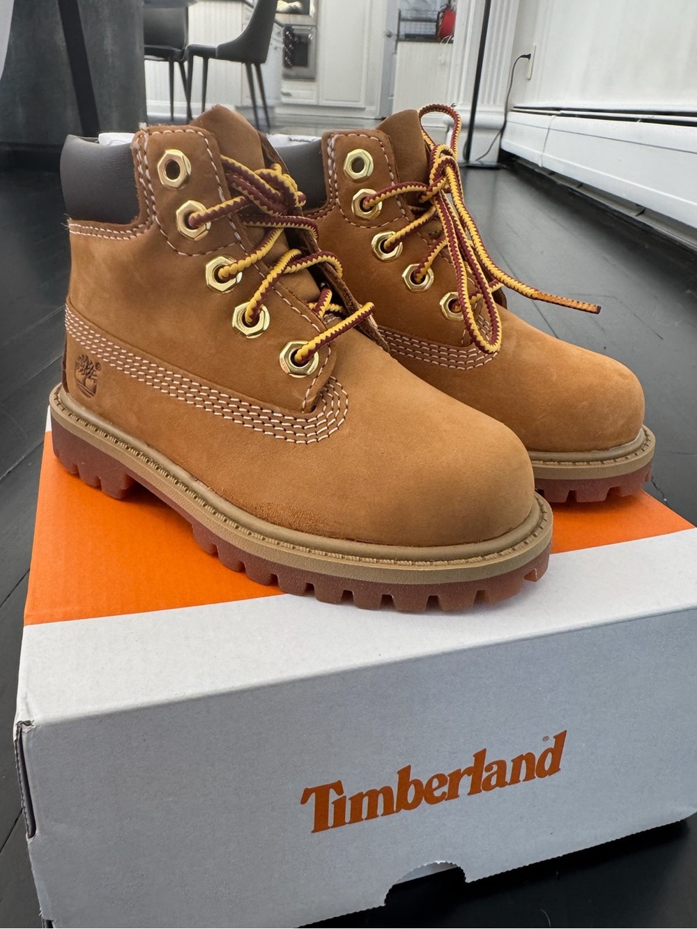 Timberland Wheat Nubuck Work Boots with Brown Collar